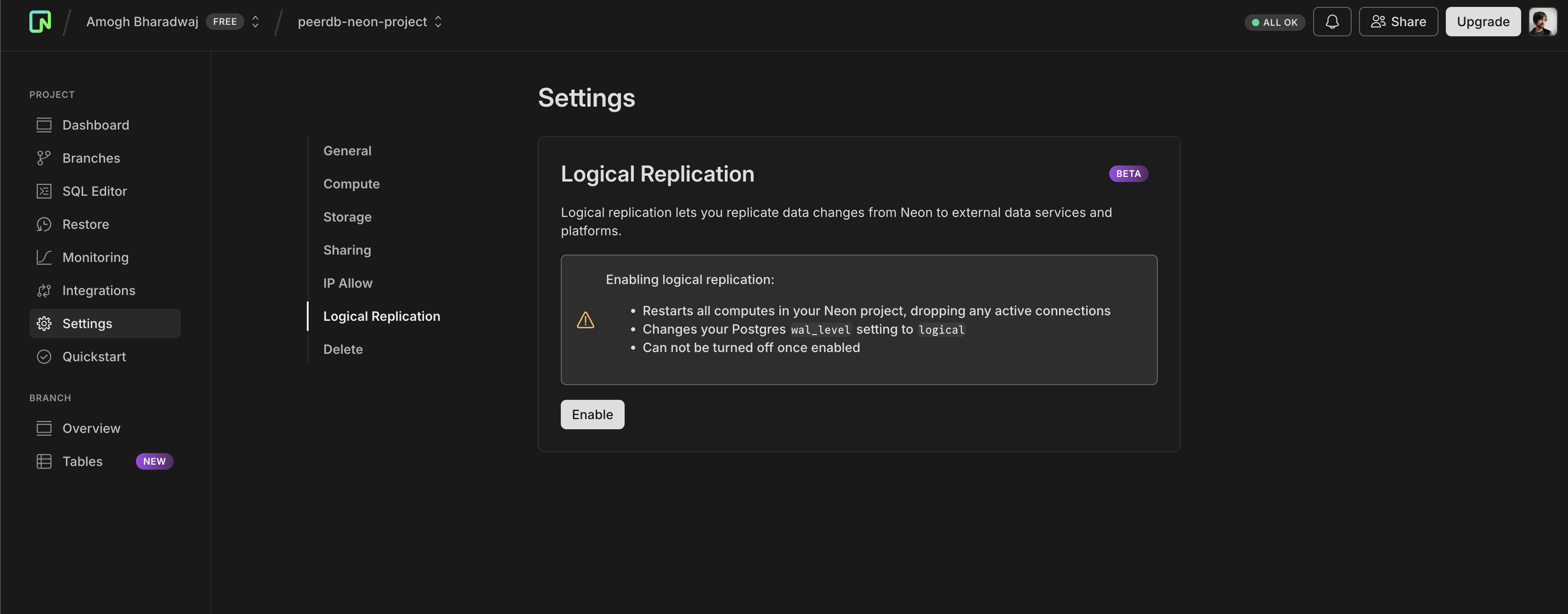 Включение логической репликации